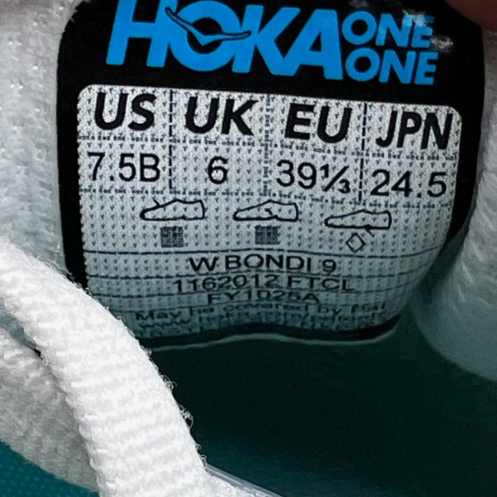 Hoka One One Bondi 9 Women's Size 7.5 White Blue Running Shoes 1162012 FTCL - Picture 9 of 10